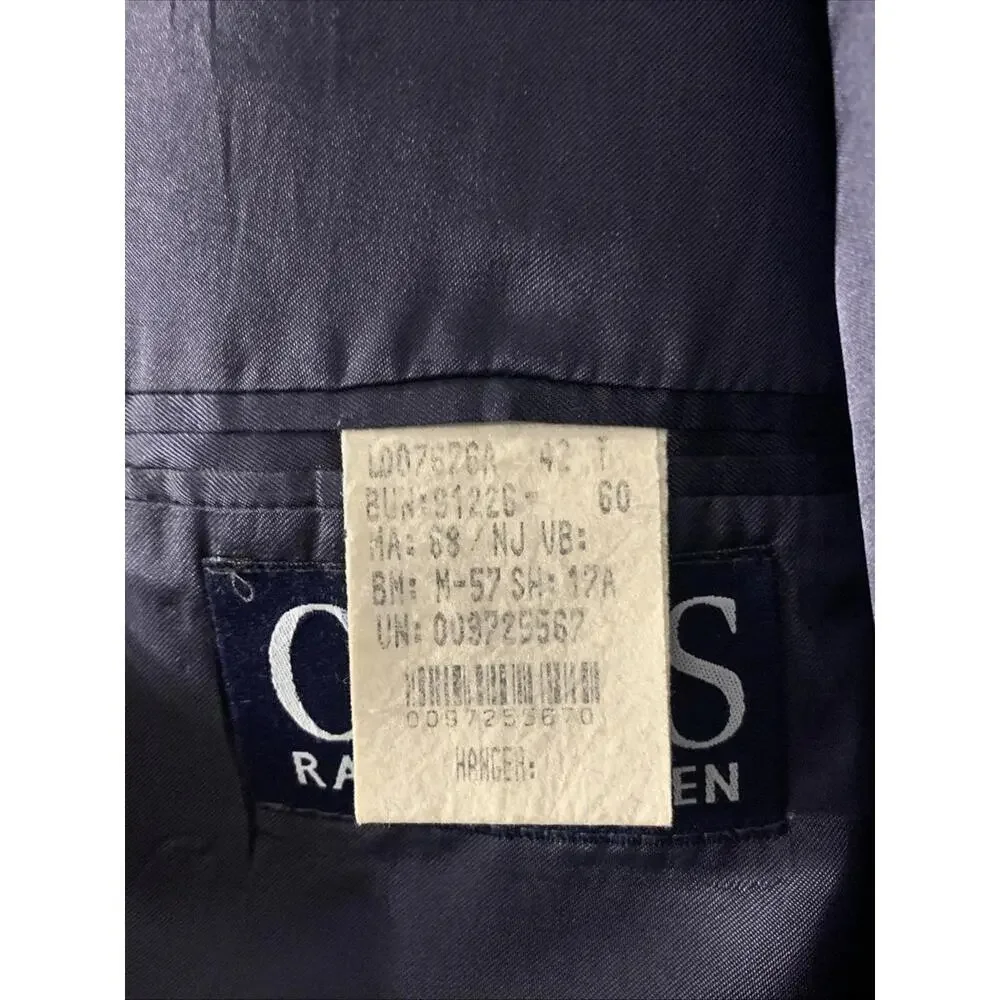 Lauren Ralph Lauren Blazer Size Large 42T Blue Wool Union Made In Canada Vintage